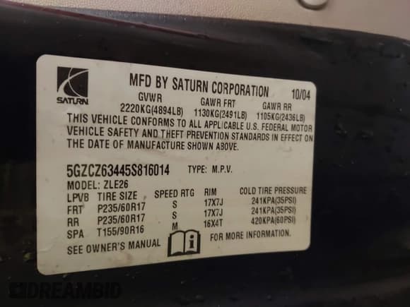✅ 2005 Saturn VUE • VIN: 5GZCZ63445S816014 • Lot: 41817841. Wystawiony na IAAI z przebiegiem 164 480 mil. Bezpłatny archiwum sprzedaży aukcyjnych z USA i szczegółowy raport historii pojazdu na DreamBid. Zdjęcie 9.