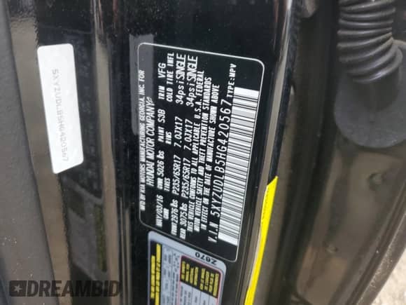 2017 Hyundai Santa Fe 2.4L с VIN 5XYZUDLB5HG420567, выставлен на аукционе Copart как лот 90097035 с пробегом 69 235 миль миль и Списание • Salvage title. История ставок и продаж доступна на DreamBid. Изображение 13.