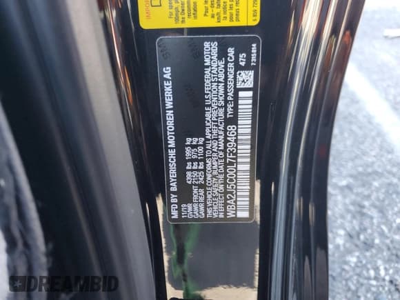 ✅ 2020 BMW 2 Series M240i • VIN: WBA2J5C00L7F39468 • Lot: 44051274. Listed on Copart with 35,220 mi. Free auction sales archive from the USA and detailed vehicle history report at DreamBid. Image 12.