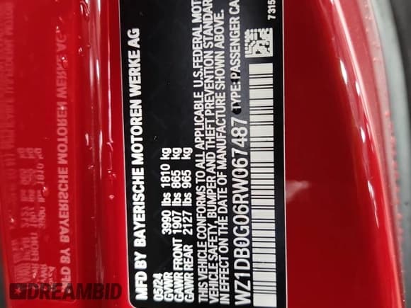 ✅ 2024 Toyota Supra 3.0 • VIN: WZ1DB0G06RW067487 • Lot: 71105045. Listed on Copart with 19,468 mi. Free auction sales archive from the USA and detailed vehicle history report at DreamBid. Image 13.