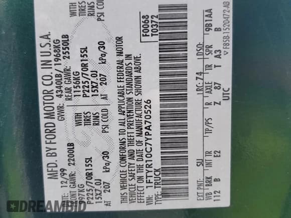 ✅ 2000 Ford Ranger XL • VIN: 1FTYR10C7YPA70526 • Lot: 43578045. Listed on Copart with 166,599 mi. Free auction sales archive from the USA and detailed vehicle history report at DreamBid. Image 14.