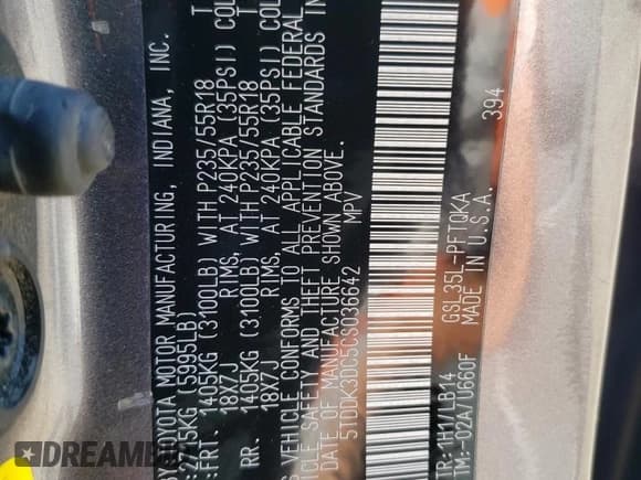 ✅ 2012 Toyota Sienna XLE • VIN: 5TDDK3DC5CS036642 • Lot: 60503325. Wystawiony na Copart z przebiegiem 199 097 mil. Bezpłatny archiwum sprzedaży aukcyjnych z USA i szczegółowy raport historii pojazdu na DreamBid. Zdjęcie 13.