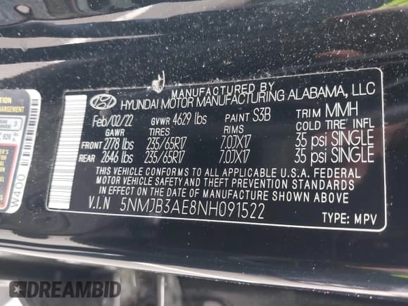 ✅ 2022 Hyundai Tucson SEL • VIN: 5NMJB3AE8NH091522 • Лот: 43203330. Опубликован ранее на IAAI с пробегом 99 206 миль. Бесплатный доступ к архиву аукционных продаж из США и подробный отчёт об истории автомобиля на DreamBid. Изображение 9.