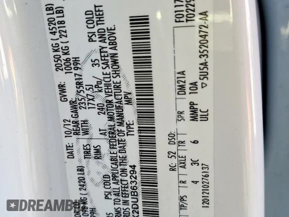 ✅ 2013 Ford Escape SE • VIN: 1FMCU0GX2DUB63294 • Lot: 90600255. Listed on Copart with 154,487 mi. Free auction sales archive from the USA and detailed vehicle history report at DreamBid. Image 13.