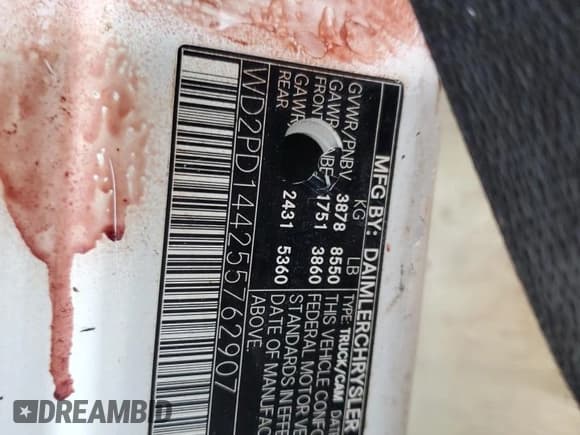 ✅ 2005 Dodge Sprinter • VIN: WD2PD144255762907 • Lot: 38805464. Listed on Copart with 192,940 mi. Free auction sales archive from the USA and detailed vehicle history report at DreamBid. Image 15.