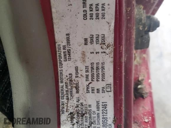 ✅ 2005 Chevrolet Colorado LS Z85 • VIN: 1GCCS148058122461 • Lot: 58848605. Listed on Copart with 305,582 mi. Free auction sales archive from the USA and detailed vehicle history report at DreamBid. Image 12.