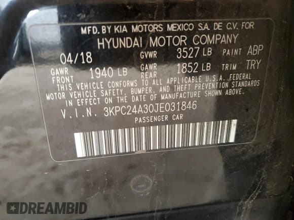 ✅ 2018 Hyundai Accent SE • VIN: 3KPC24A30JE031846 • Лот: 49227415. Опубликован ранее на Copart с пробегом 87 609 миль. Бесплатный доступ к архиву аукционных продаж из США и подробный отчёт об истории автомобиля на DreamBid. Изображение 12.