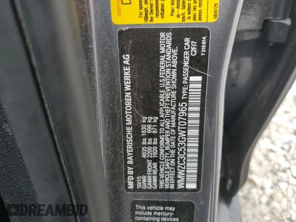 ✅ 2016 MINI Countryman S • VIN: WMWZC3C53GWT07965 • Lot: 58088585. Listed on Copart with 87,081 mi. Free auction sales archive from the USA and detailed vehicle history report at DreamBid. Image 12.