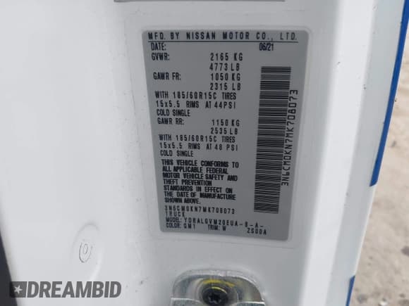 ✅ 2021 Nissan NV200 SV • VIN: 3N6CM0KN7MK708073 • Lot: 43767031. Wystawiony na IAAI z przebiegiem 46 229 mil. Bezpłatny archiwum sprzedaży aukcyjnych z USA i szczegółowy raport historii pojazdu na DreamBid. Zdjęcie 9.