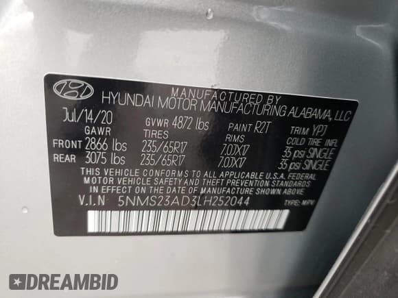 ✅ 2020 Hyundai Santa Fe SE • VIN: 5NMS23AD3LH252044 • Lot: 73371542. Wystawiony na Copart z przebiegiem 19 978 mil. Bezpłatny archiwum sprzedaży aukcyjnych z USA i szczegółowy raport historii pojazdu na DreamBid. Zdjęcie 16.