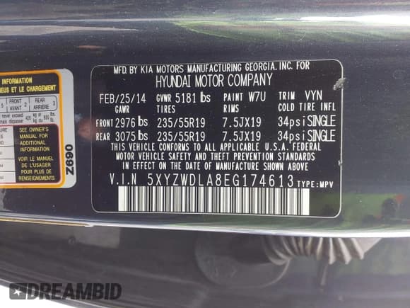 ✅ 2014 Hyundai Santa Fe • VIN: 5XYZWDLA8EG174613 • Лот: 43680209. Опубликован ранее на IAAI с пробегом 269 810 миль. Бесплатный доступ к архиву аукционных продаж из США и подробный отчёт об истории автомобиля на DreamBid. Изображение 9.