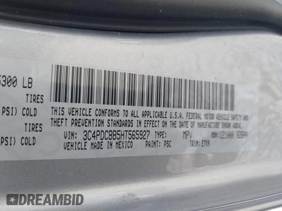 ✅ 2017 Dodge Journey SXT • VIN: 3C4PDCBB5HT565927 • Lot: 43429010. Listed on IAAI with 56,525 mi. Free auction sales archive from the USA and detailed vehicle history report at DreamBid. Image 9.