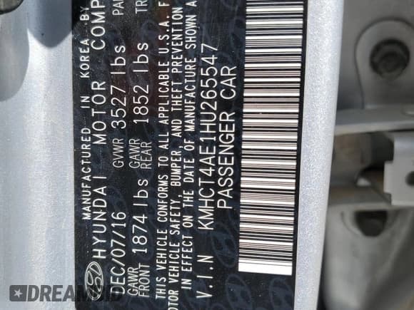 ✅ 2017 Hyundai Accent SE • VIN: KMHCT4AE1HU265547 • Лот: 68923774. Опубликован ранее на Copart с пробегом 106 775 миль. Бесплатный доступ к архиву аукционных продаж из США и подробный отчёт об истории автомобиля на DreamBid. Изображение 12.