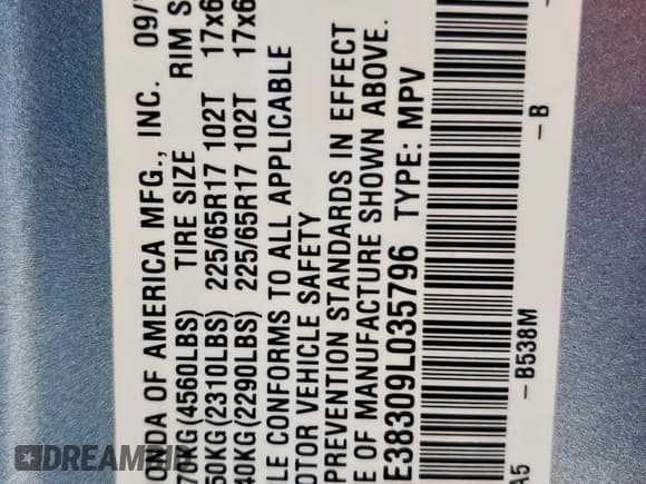 ✅ 2009 Honda CR-V LX • VIN: 5J6RE38309L035796 • Лот: 92192685. Опубликован ранее на Copart с пробегом 189 424 миль. Бесплатный доступ к архиву аукционных продаж из США и подробный отчёт об истории автомобиля на DreamBid. Изображение 13.