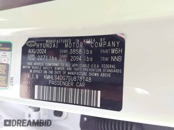 2025 Hyundai Elantra SEL Convenience с VIN KMHLS4DG7SU878148, выставлен на аукционе IAAI как лот 43587657 с пробегом 27 173 миль миль и . История ставок и продаж доступна на DreamBid. Изображение 9.