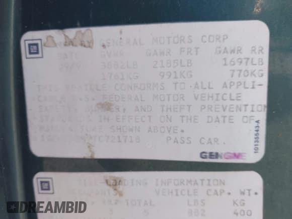 ✅ 1996 Pontiac Grand Am SE • VIN: 1G2NE52M7TC721718 • Lot: 43268073. Wystawiony na IAAI z przebiegiem 115 223 mil. Bezpłatny archiwum sprzedaży aukcyjnych z USA i szczegółowy raport historii pojazdu na DreamBid. Zdjęcie 9.