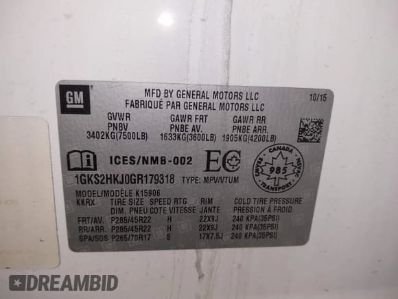 ✅ 2016 GMC Yukon XL Denali • VIN: 1GKS2HKJ0GR179318 • Лот: 41292952. Опубликован ранее на IAAI с пробегом 163 636 миль. Бесплатный доступ к архиву аукционных продаж из США и подробный отчёт об истории автомобиля на DreamBid. Изображение 9.