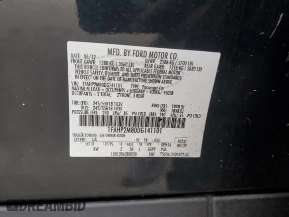 ✅ 2013 Ford Police Interceptor • VIN: 1FAHP2M80DG141101 • Lot: 71238135. Wystawiony na Copart z przebiegiem 133 088 mil. Bezpłatny archiwum sprzedaży aukcyjnych z USA i szczegółowy raport historii pojazdu na DreamBid. Zdjęcie 12.