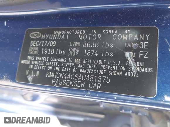 ✅ 2010 Hyundai Accent GLS • VIN: KMHCN4AC6AU481375 • Лот: 41433072. Опубликован ранее на IAAI с пробегом 225 545 миль. Бесплатный доступ к архиву аукционных продаж из США и подробный отчёт об истории автомобиля на DreamBid. Изображение 9.