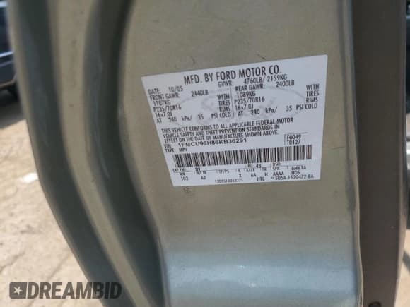 ✅ 2006 Ford Escape Hybrid • VIN: 1FMCU96H86KB36291 • Lot: 64482105. Wystawiony na Copart z przebiegiem 224 253 mil. Bezpłatny archiwum sprzedaży aukcyjnych z USA i szczegółowy raport historii pojazdu na DreamBid. Zdjęcie 12.