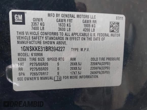 ✅ 2011 Chevrolet Suburban LTZ • VIN: 1GNSKKE31BR394227 • Лот: 43616725. Опубликован ранее на IAAI с пробегом 216 932 миль. Бесплатный доступ к архиву аукционных продаж из США и подробный отчёт об истории автомобиля на DreamBid. Изображение 9.