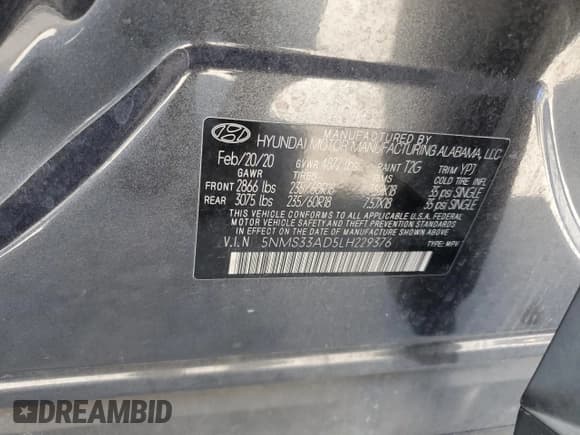 ✅ 2020 Hyundai Santa Fe SEL • VIN: 5NMS33AD5LH229376 • Lot: 67099914. Wystawiony na Copart z przebiegiem 144 214 mil. Bezpłatny archiwum sprzedaży aukcyjnych z USA i szczegółowy raport historii pojazdu na DreamBid. Zdjęcie 13.