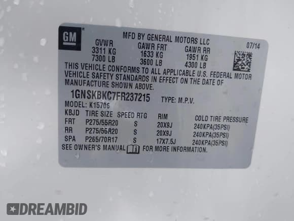 ✅ 2015 Chevrolet Tahoe LT • VIN: 1GNSKBKC7FR237215 • Lot: 43293773. Wystawiony na IAAI z przebiegiem 178 981 mil. Bezpłatny archiwum sprzedaży aukcyjnych z USA i szczegółowy raport historii pojazdu na DreamBid. Zdjęcie 9.