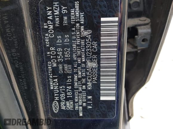 ✅ 2015 Hyundai Accent Sport • VIN: KMHCU5AE5FU233054 • Lot: 41932298. Wystawiony na IAAI z przebiegiem 70 278 mil. Bezpłatny archiwum sprzedaży aukcyjnych z USA i szczegółowy raport historii pojazdu na DreamBid. Zdjęcie 9.