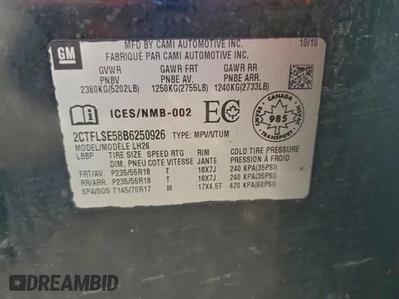 ✅ 2011 GMC Terrain SLE-2 • VIN: 2CTFLSE58B6250926 • Lot: 95139135. Wystawiony na Copart z przebiegiem 160 074 mil. Bezpłatny archiwum sprzedaży aukcyjnych z USA i szczegółowy raport historii pojazdu na DreamBid. Zdjęcie 13.