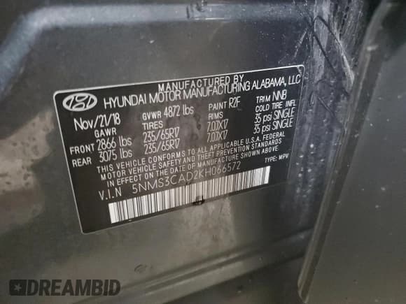 ✅ 2019 Hyundai Santa Fe SEL • VIN: 5NMS3CAD2KH066572 • Лот: 45024153. Опубликован ранее на Copart с пробегом 74 204 миль. Бесплатный доступ к архиву аукционных продаж из США и подробный отчёт об истории автомобиля на DreamBid. Изображение 14.