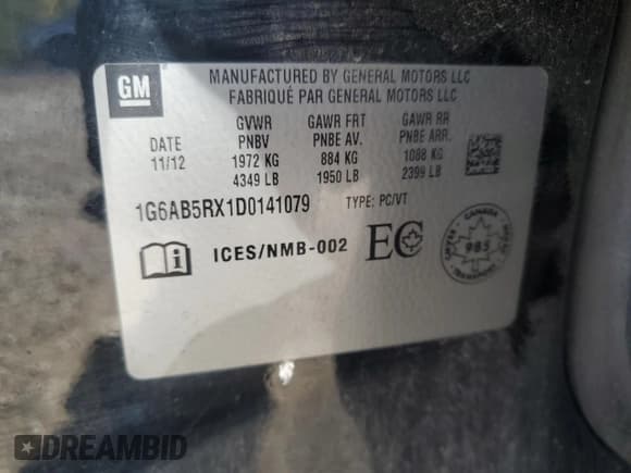 ✅ 2013 Cadillac ATS Luxury • VIN: 1G6AB5RX1D0141079 • Лот: 84631455. Опубликован ранее на Copart с пробегом Не указан. Бесплатный доступ к архиву аукционных продаж из США и подробный отчёт об истории автомобиля на DreamBid. Изображение 13.