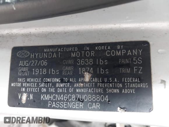 ✅ 2007 Hyundai Accent GLS • VIN: KMHCN46C87U088804 • Лот: 40425051. Опубликован ранее на IAAI с пробегом 158 509 миль. Бесплатный доступ к архиву аукционных продаж из США и подробный отчёт об истории автомобиля на DreamBid. Изображение 9.