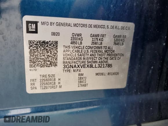 ✅ 2020 Chevrolet Equinox LT • VIN: 3GNAXVEX8LL321785 • Lot: 92824085. Wystawiony na Copart z przebiegiem Nie podano. Bezpłatny archiwum sprzedaży aukcyjnych z USA i szczegółowy raport historii pojazdu na DreamBid. Zdjęcie 13.