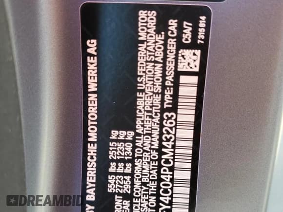 ✅ 2023 BMW 8 Series M850i xDrive • VIN: WBAFY4C04PCM43263 • Lot: 78422324. Listed on Copart with 326 mi. Free auction sales archive from the USA and detailed vehicle history report at DreamBid. Image 13.