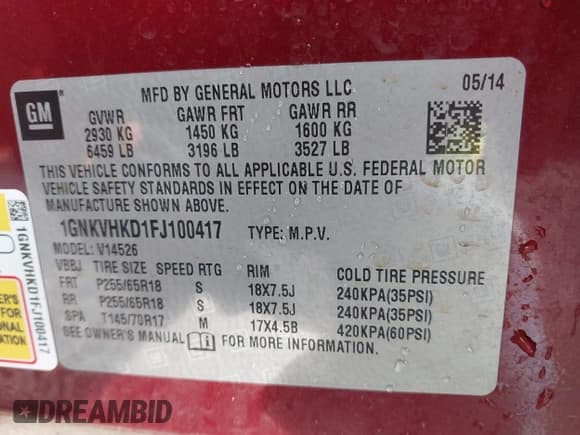 ✅ 2015 Chevrolet Traverse LT • VIN: 1GNKVHKD1FJ100417 • Lot: 43021288. Listed on IAAI with 150,324 mi. Free auction sales archive from the USA and detailed vehicle history report at DreamBid. Image 9.