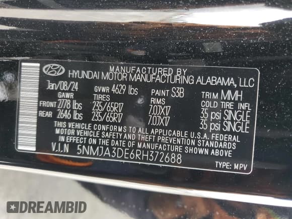 ✅ 2024 Hyundai Tucson SE • VIN: 5NMJA3DE6RH372688 • Lot: 72281424. Wystawiony na Copart z przebiegiem 4 235 mil. Bezpłatny archiwum sprzedaży aukcyjnych z USA i szczegółowy raport historii pojazdu na DreamBid. Zdjęcie 16.