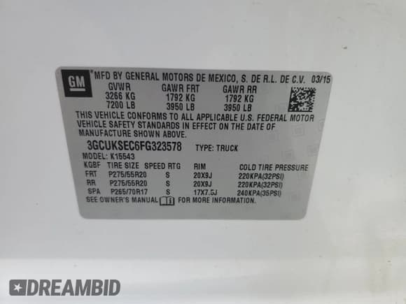 ✅ 2015 Chevrolet Silverado 1500 LTZ • VIN: 3GCUKSEC6FG323578 • Лот: 68888834. Опубликован ранее на Copart с пробегом Не указан. Бесплатный доступ к архиву аукционных продаж из США и подробный отчёт об истории автомобиля на DreamBid. Изображение 12.