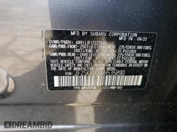 ✅ 2021 Subaru Forester Limited • VIN: JF2SKAUC6MH535890 • Lot: 51791625. Wystawiony na Copart z przebiegiem 43 479 mil. Bezpłatny archiwum sprzedaży aukcyjnych z USA i szczegółowy raport historii pojazdu na DreamBid. Zdjęcie 14.