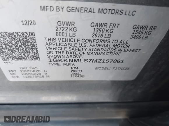 ✅ 2021 GMC Acadia SLT • VIN: 1GKKNMLS7MZ157061 • Lot: 42818293. Wystawiony na IAAI z przebiegiem 78 533 mil. Bezpłatny archiwum sprzedaży aukcyjnych z USA i szczegółowy raport historii pojazdu na DreamBid. Zdjęcie 9.