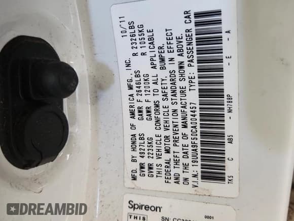 ✅ 2012 Acura TL Technology • VIN: 19UUA9F50CA004457 • Лот: 91206105. Опубликован ранее на Copart с пробегом 140 509 миль. Бесплатный доступ к архиву аукционных продаж из США и подробный отчёт об истории автомобиля на DreamBid. Изображение 12.