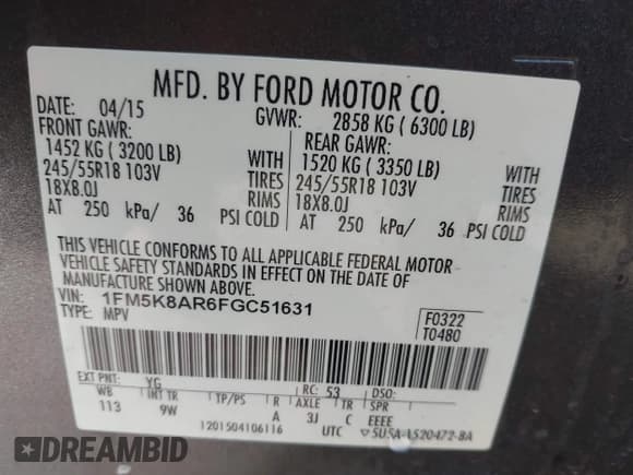 ✅ 2015 Ford Police Interceptor Utility • VIN: 1FM5K8AR6FGC51631 • Лот: 43608762. Опубликован ранее на IAAI с пробегом 193 201 миль. Бесплатный доступ к архиву аукционных продаж из США и подробный отчёт об истории автомобиля на DreamBid. Изображение 9.