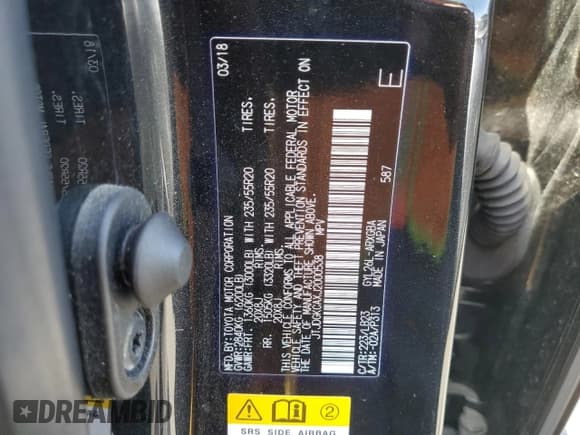 ✅ 2018 Lexus RX 450hL Premium • VIN: JTJDGKCAXJ2000538 • Lot: 61776195. Listed on Copart with 74,988 mi. Free auction sales archive from the USA and detailed vehicle history report at DreamBid. Image 13.