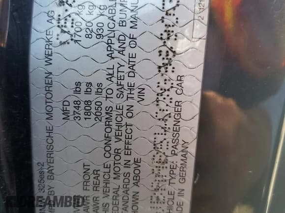 ✅ 1986 BMW 3 Series 325e • VIN: WBAAB5403G9690366 • Lot: 60253295. Listed on Copart with 210,818 mi. Free auction sales archive from the USA and detailed vehicle history report at DreamBid. Image 12.