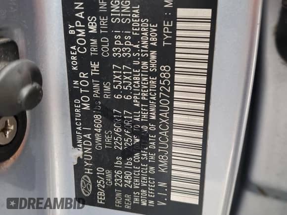 ✅ 2010 Hyundai Tucson GLS • VIN: KM8JUCACXAU072588 • Lot: 54513535. Wystawiony na Copart z przebiegiem 155 292 mil mil. Skorzystaj z bezpłatnego archiwum sprzedaży aukcyjnych z USA i zobacz szczegółowy raport historii pojazdu na DreamBid. Zdjęcie 13.