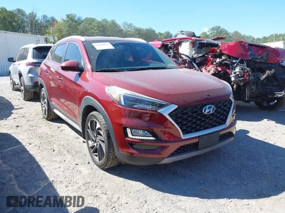 ✅ 2019 Hyundai Tucson Night Edition • VIN: KM8J3CAL4KU982001 • Lot: 43338039. Listed on IAAI with 105,183 mi. Free auction sales archive from the USA and detailed vehicle history report at DreamBid. Image 1.
