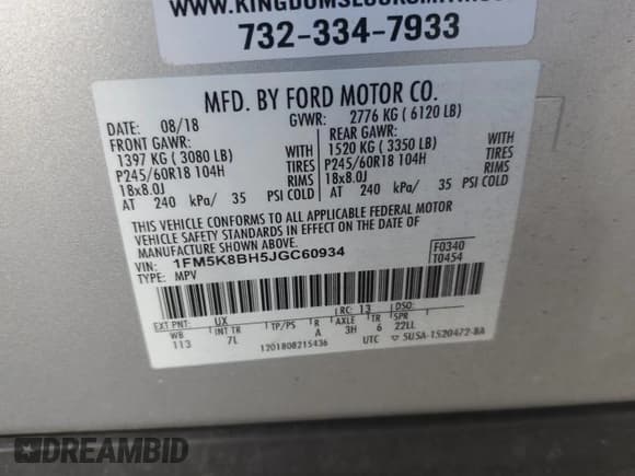 ✅ 2018 Ford Explorer • VIN: 1FM5K8BH5JGC60934 • Lot: 46150365. Listed on Copart with 66,505 mi. Free auction sales archive from the USA and detailed vehicle history report at DreamBid. Image 13.