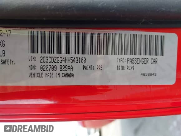 2017 Dodge Challenger GT с VIN 2C3CDZGG4HH543100, выставлен на аукционе IAAI как лот 43225132 с пробегом 106 317 миль миль и . История ставок и продаж доступна на DreamBid. Изображение 9.