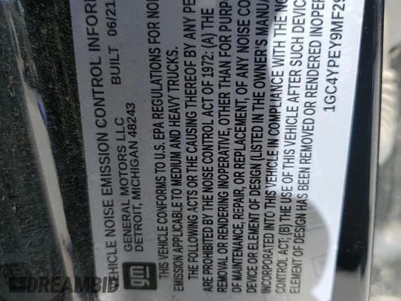 ✅ 2021 Chevrolet Silverado 2500HD LTZ • VIN: 1GC4YPEY9MF295815 • Lot: 46614955. Listed on Copart with 51,586 mi. Free auction sales archive from the USA and detailed vehicle history report at DreamBid. Image 13.