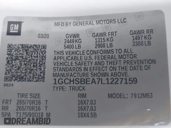 ✅ 2020 Chevrolet Colorado 2WD Work Truck • VIN: 1GCHSBEA7L1227159 • Лот: 42175898. Опубликован ранее на IAAI с пробегом 76 533 миль. Бесплатный доступ к архиву аукционных продаж из США и подробный отчёт об истории автомобиля на DreamBid. Изображение 9.