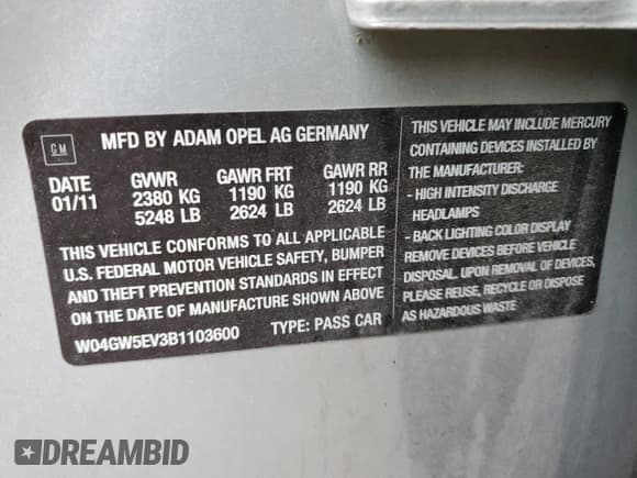 ✅ 2011 Buick Regal CXL Turbo TO2 • VIN: W04GW5EV3B1103600 • Лот: 57899205. Опубликован ранее на Copart с пробегом 129 543 миль. Бесплатный доступ к архиву аукционных продаж из США и подробный отчёт об истории автомобиля на DreamBid. Изображение 12.